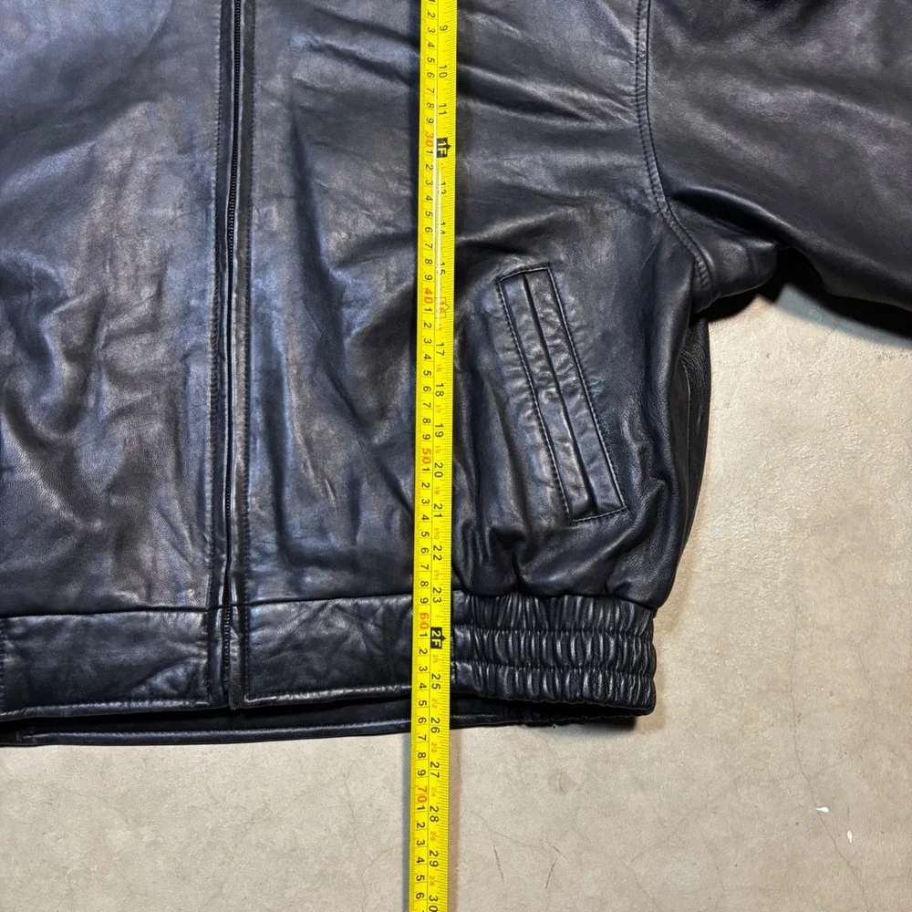 J. Park Collection Mens Black Genuine Lamb Leather Bomber Jacket Size Large - Picture 7 of 7